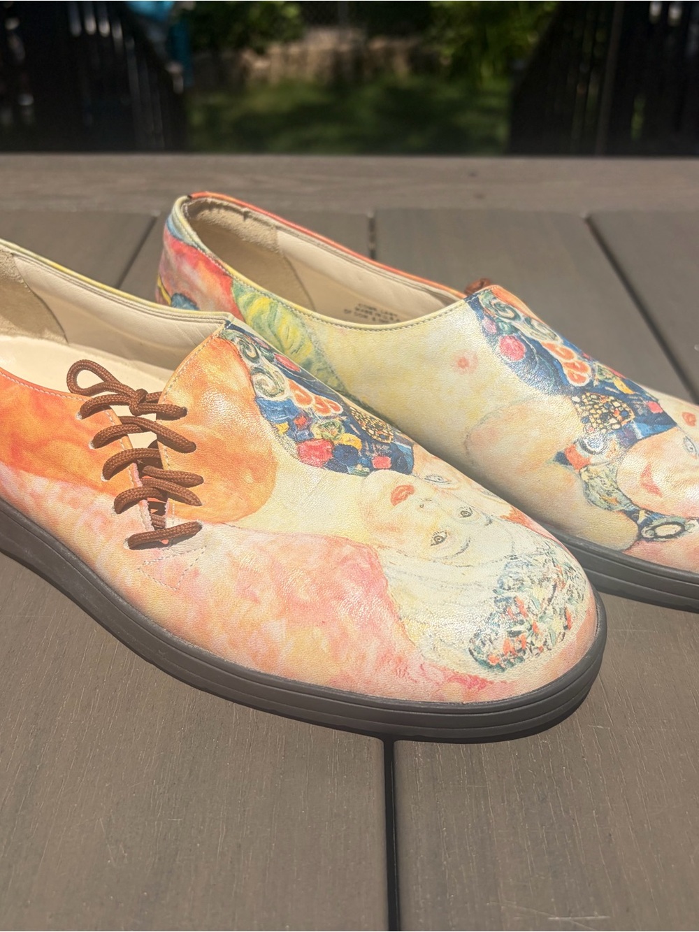 ICON Women's Multicolor Artistic Canvas Slip-On Flats with Brown Laces